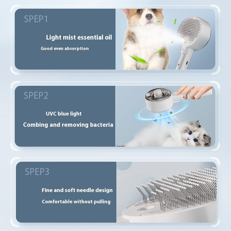 Animal Hair Remover Brush Dog And Cat Steam Brush Pet Self Cleaning Dog Brush Grooming Removes Cat Hairs Cat Dog Accessories Pet Products by Ricaloux