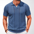 Mens Hollow-Out Knitted Polo Shirt by Ricaloux