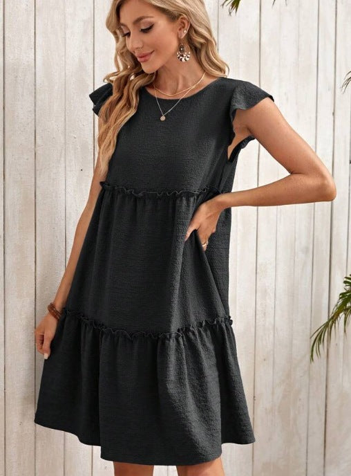 European And American-style Fashionable Thin Breathable Round-neck Sleeveless Dress by Ricaloux