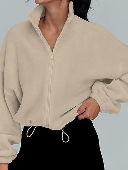 Women's Polar Fleece Sports Velvet Stand Collar Zipper Jacket - RICALOUX