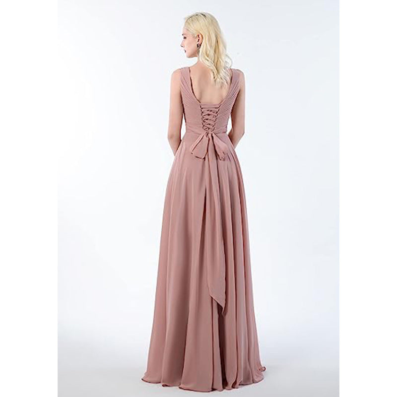 Women's V-neck Slim-fit Chiffon Dress by Ricaloux