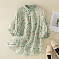 Literary Vintage Lightweight Breathable Short-sleeve Printed Shirt by Ricaloux