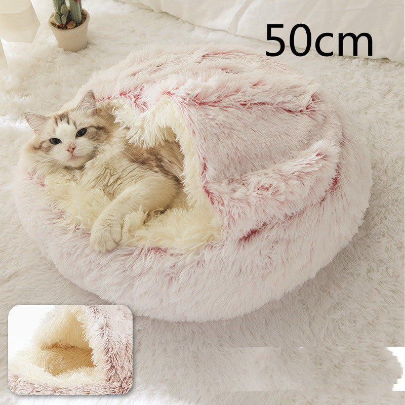 2 In 1 Dog And Cat Bed Pet Winter Bed Round Plush Warm Bed House Soft Long Plush Pets Bed Pet Products by Ricaloux