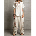 Short-sleeve Top And Wide-leg Pants Casual Two-piece Set by Ricaloux