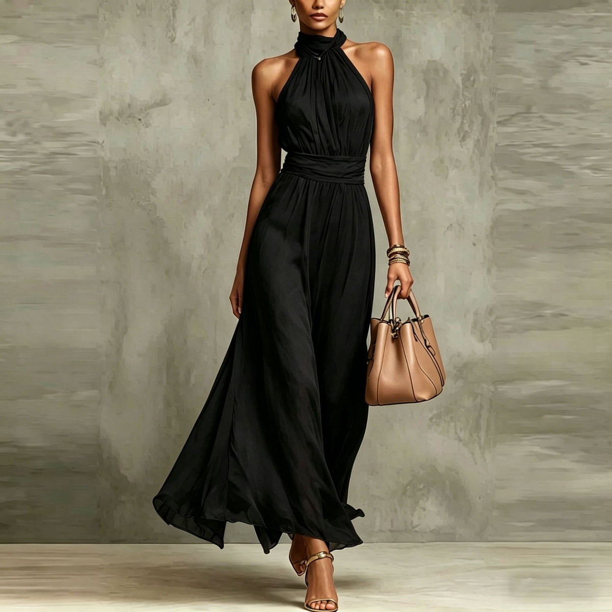Resort-style Waist-cinching Figure-flattering Pleated Dress by Ricaloux