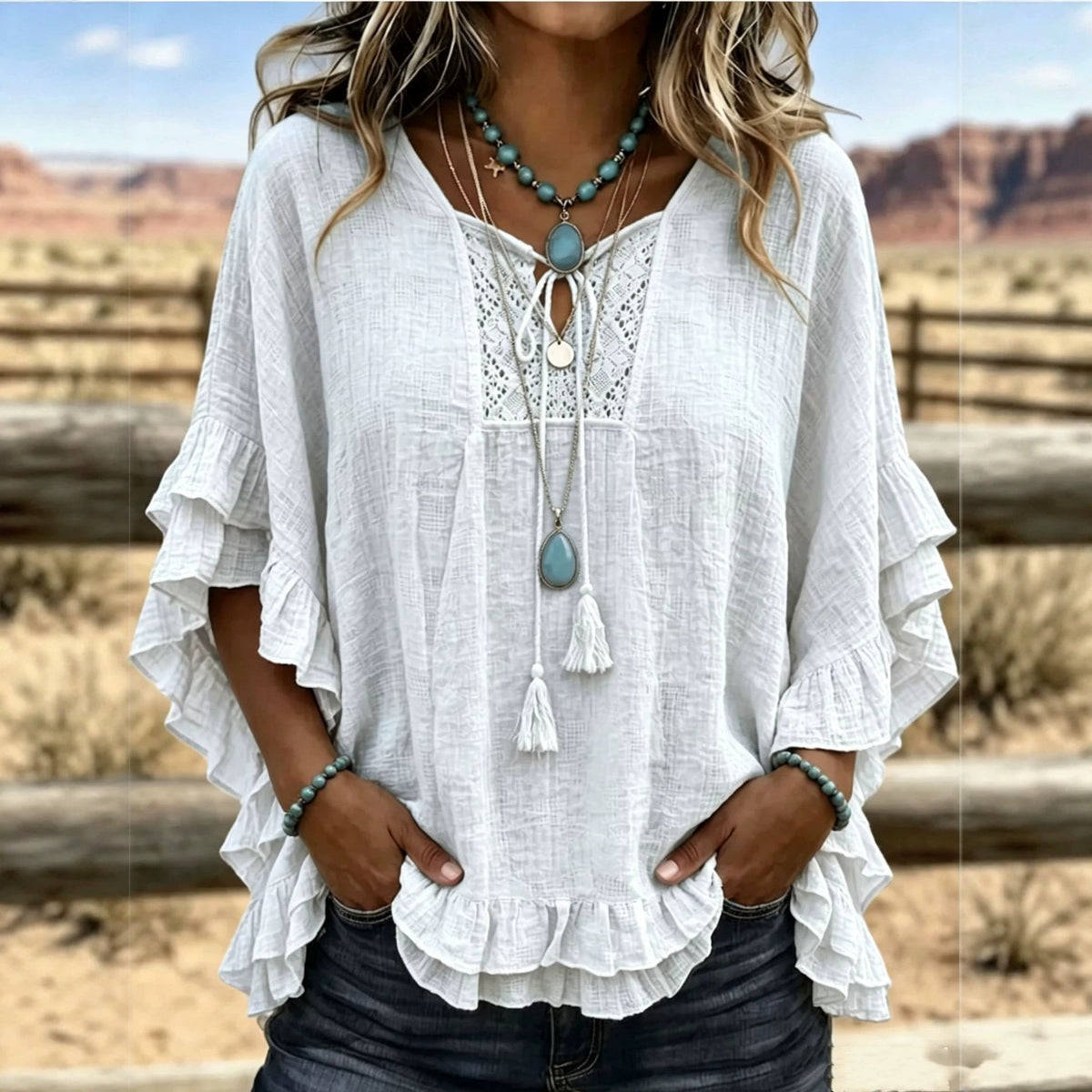 Seasonal European And American Cross-border V-neck Top by Ricaloux