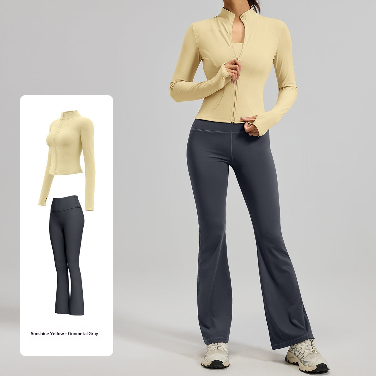 High-waisted Yoga Pants Wide-leg Tapered Workout Jogger Set – Premium 0 | RICALOUX
