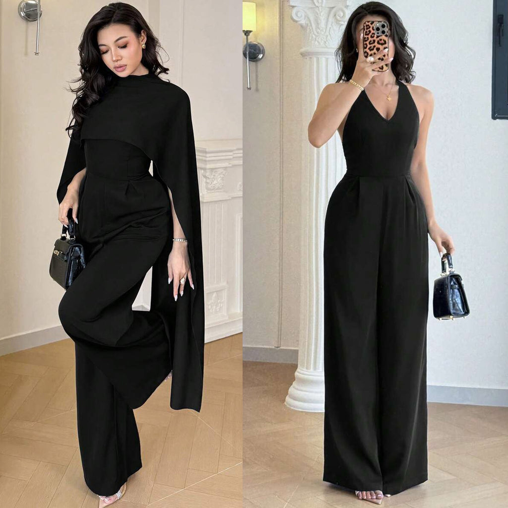 Womens Fashionable Casual Cape Jumpsuit Set – Premium 0 | RICALOUX