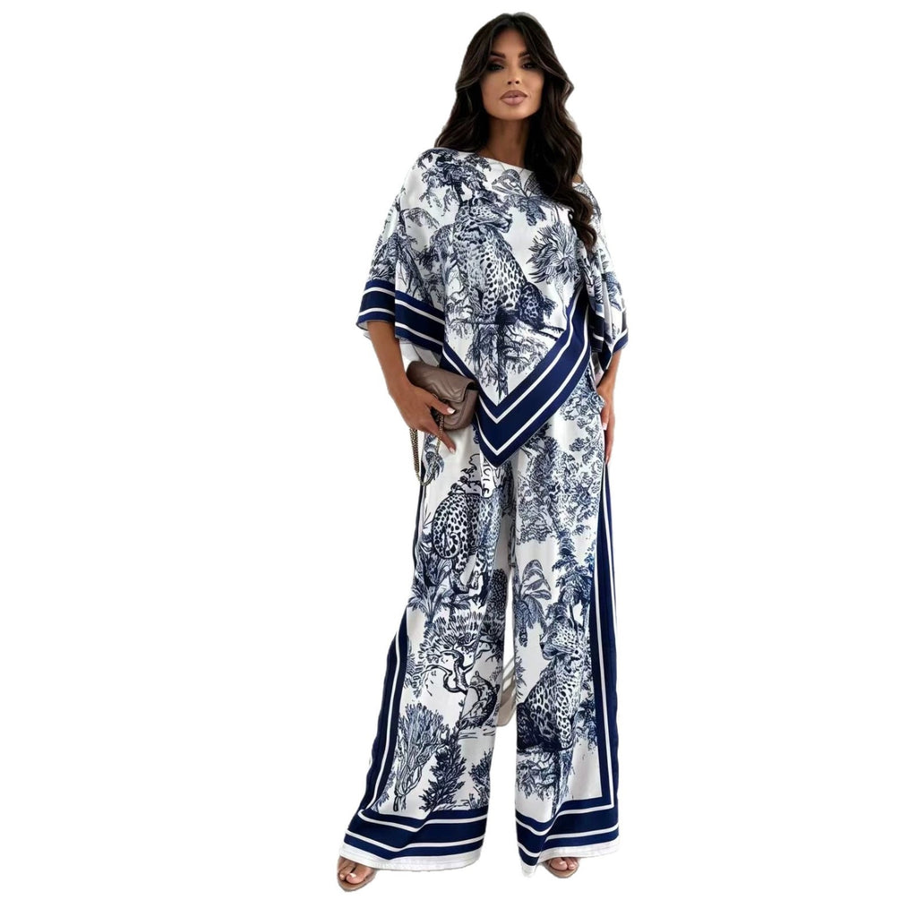 Fashionable Printed Top Patterned Pants Set by Ricaloux