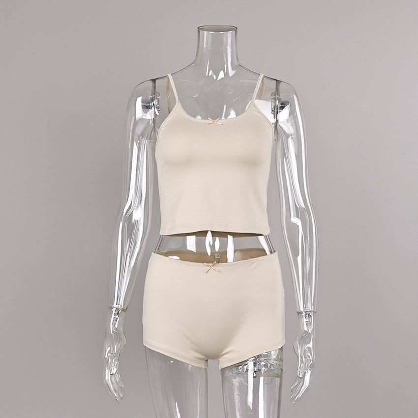 Suspender Shorts And A Comfortable Two-piece Pajama Set by Ricaloux