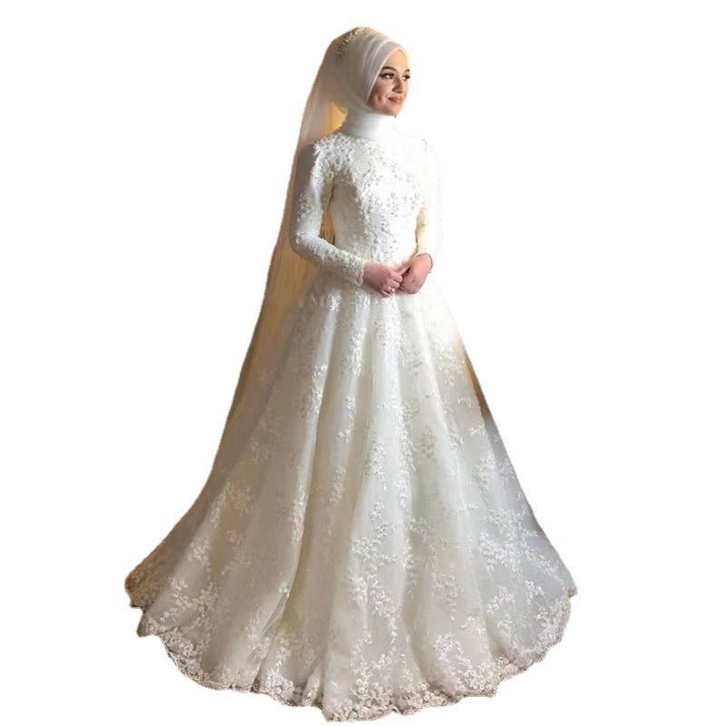 Long Sleeve White Dignified Wedding Dress - RICALOUX