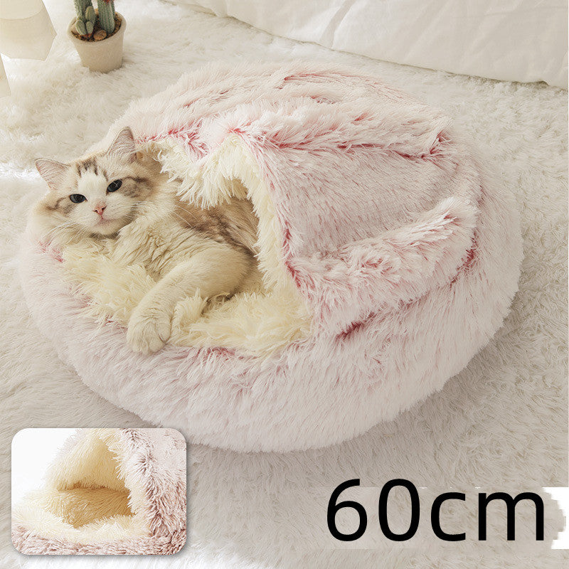 2 In 1 Dog And Cat Bed Pet Winter Bed Round Plush Warm Bed House Soft Long Plush Pets Bed Pet Products by Ricaloux