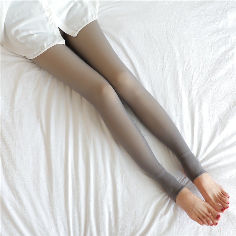 Fake Translucent Plus Size Leggings Fleece Lined Tights Fall And Winter Warm Fleece Pantyhose Women Fleece Lined Pantyhose Thermal Winter Tights - RICALOUX
