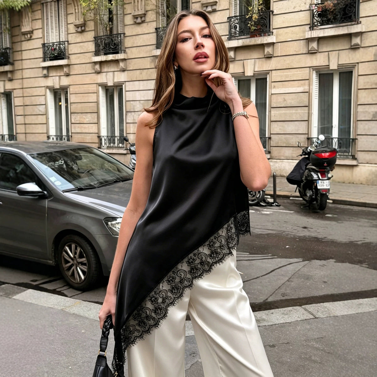 Elegant, Figure-flattering And Versatilesexy Sleeveless Lace-trimmed Top by Ricaloux