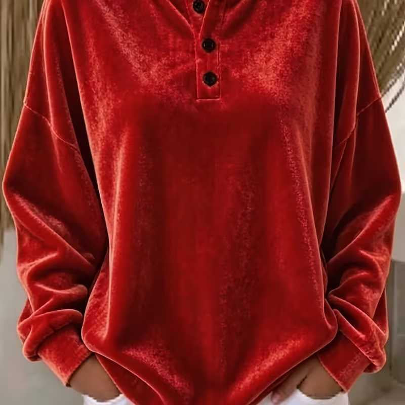 New Loose-fitting Velvet Button Casual Fashion Sweatshirt – Premium 0 | RICALOUX