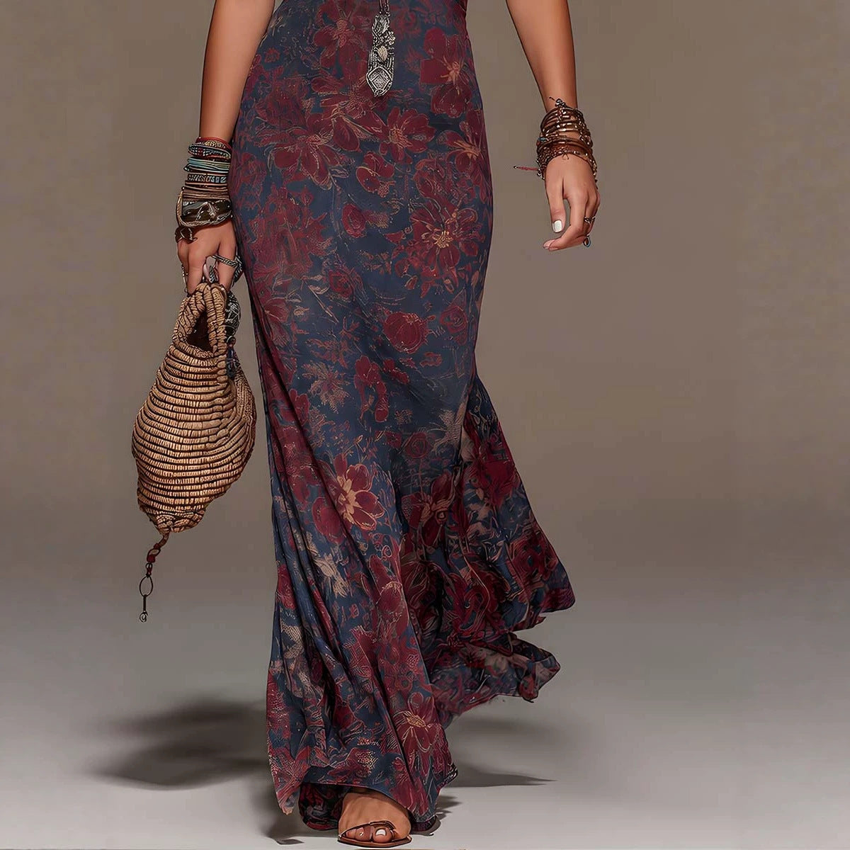 Vintage Halter-neck Floor-length Dress by Ricaloux