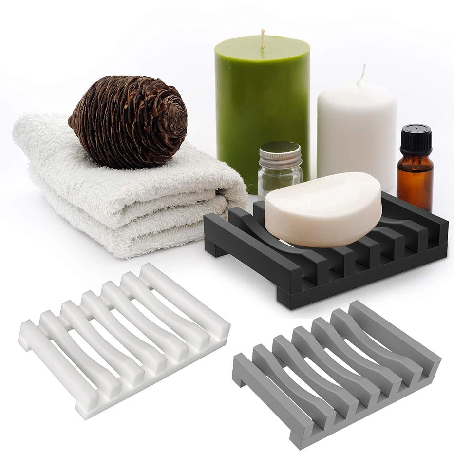 Creative Silicone Drain Soap Box Soap Box Soap Holder Silicone Draining Portable by Ricaloux