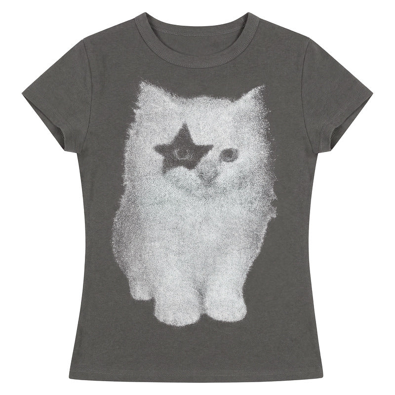 Sweet-style Cartoon-print Short-sleeve T-shirt For Women by Ricaloux