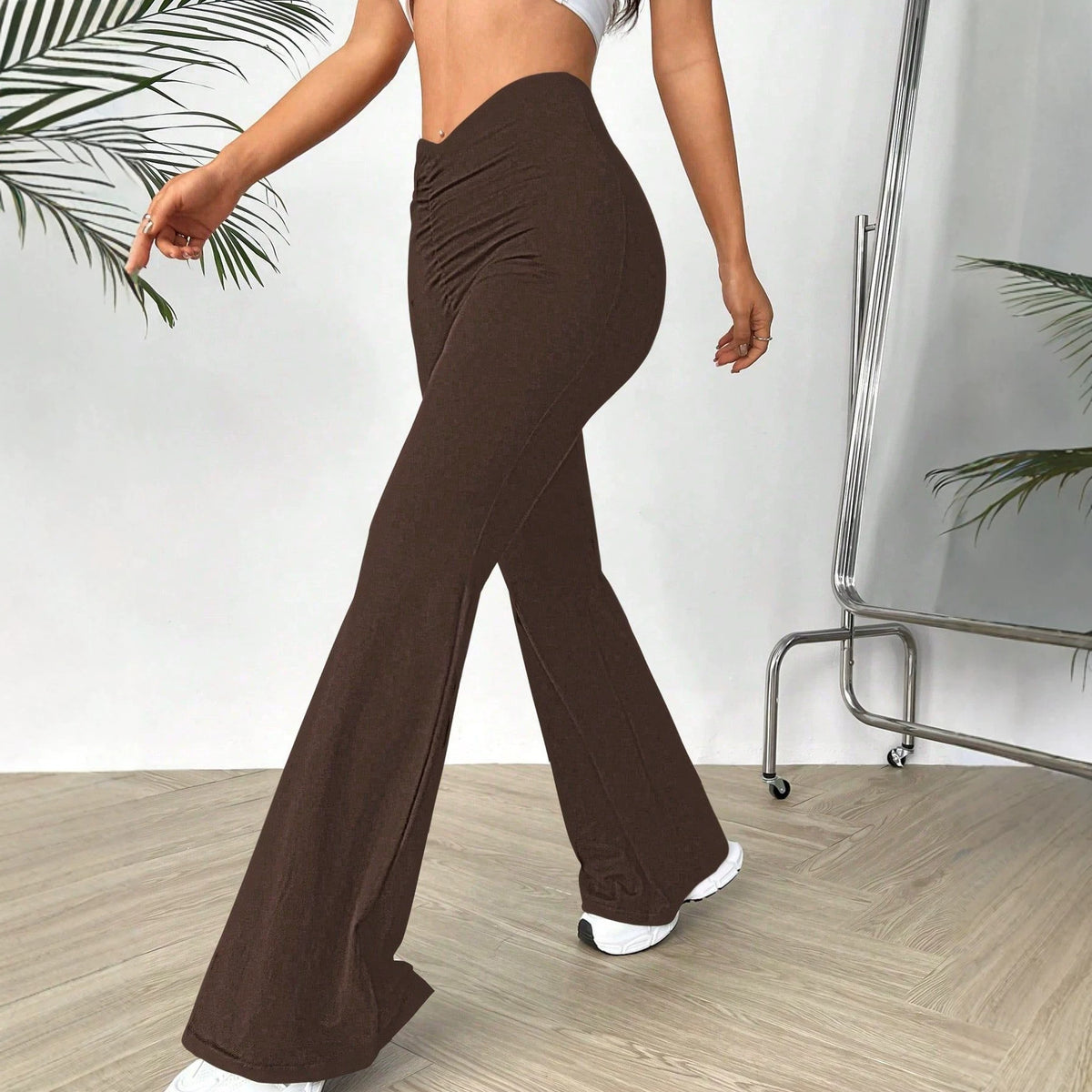 Womens V-waist Stretchy Bootcut Trousers by Ricaloux