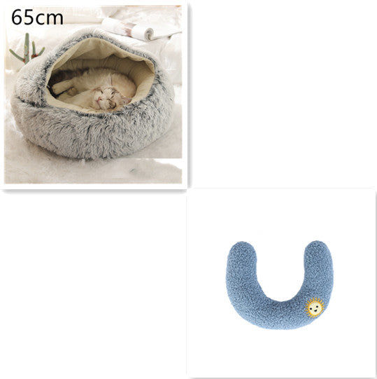2 In 1 Dog And Cat Bed Pet Winter Bed Round Plush Warm Bed House Soft Long Plush Pets Bed Pet Products by Ricaloux