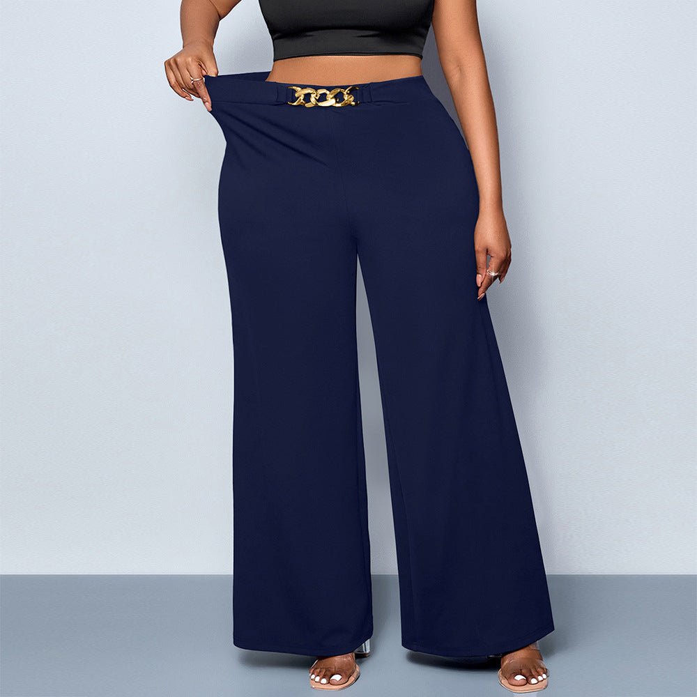 Summer Plus Size Metal Buckle Trousers For Women - RICALOUX