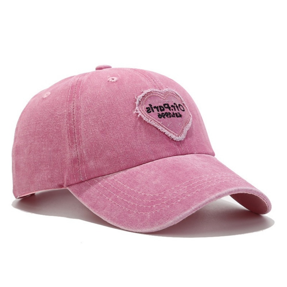 Women's Washed And Distressed Heart-patterned Patchwork Embroidered Baseball Cap For Street Wear At Music Festival, Fashionable And Sweet-cool Style, Sun Protection Hat – Premium 4 | RICALOUX