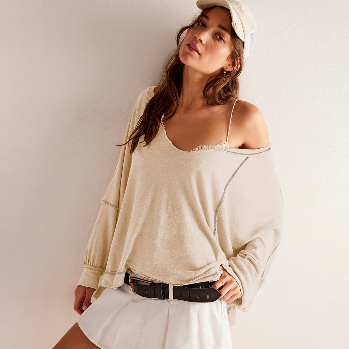 Womens V-neck Knit Sweater Casual Style by Ricaloux