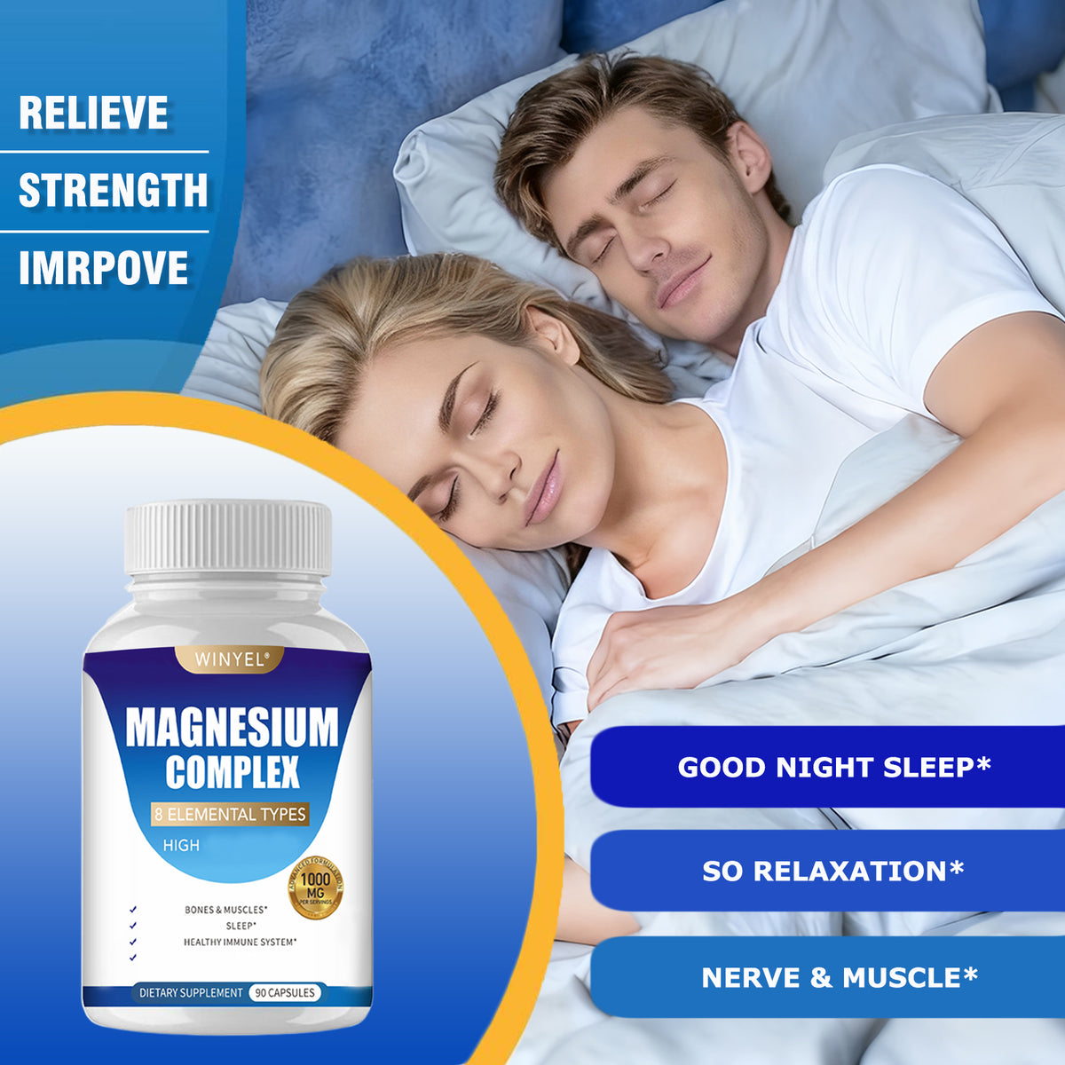 MAGNESIUM COMPLEX Wellness Capsules With Malate & Glycinate And 8 ELEMENTAL MAGNESIUM, Supports Health 90 Capsules, Dietary Supplement. – Premium 4 | RICALOUX