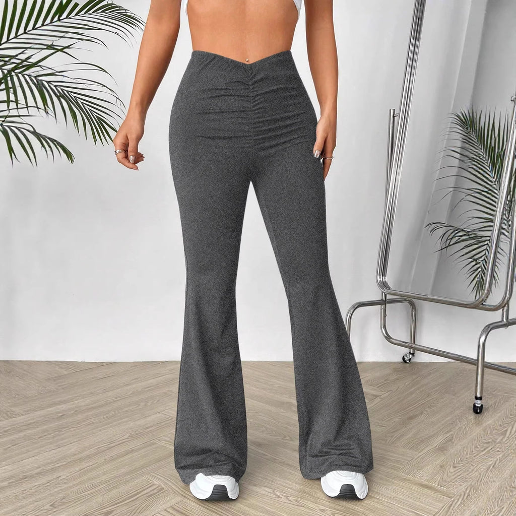 Womens V-waist Stretchy Bootcut Trousers by Ricaloux
