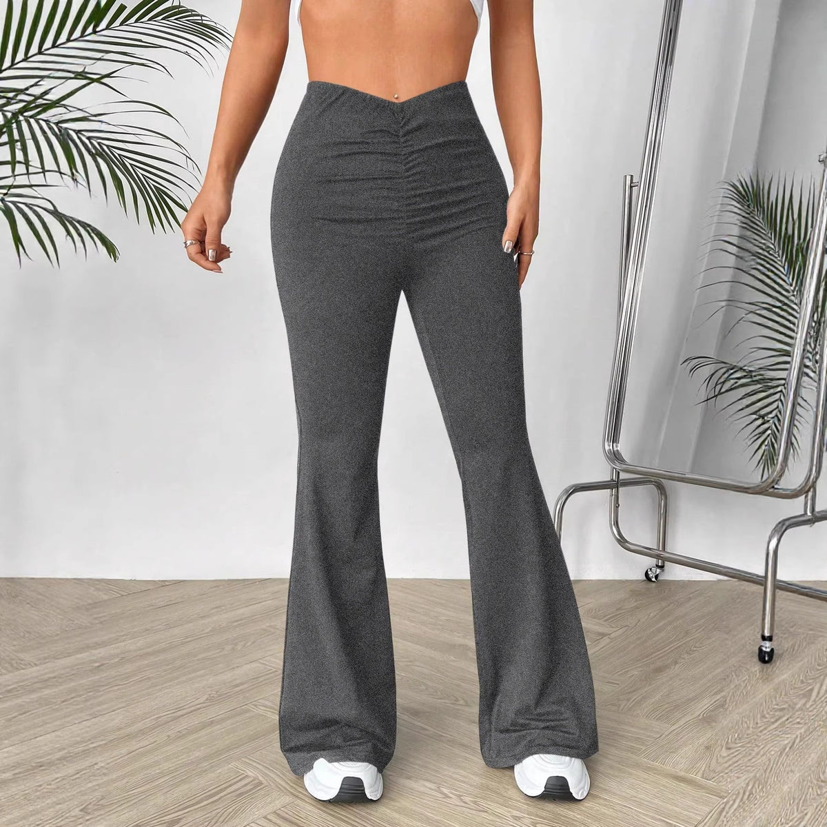 Womens V-waist Stretchy Bootcut Trousers by Ricaloux