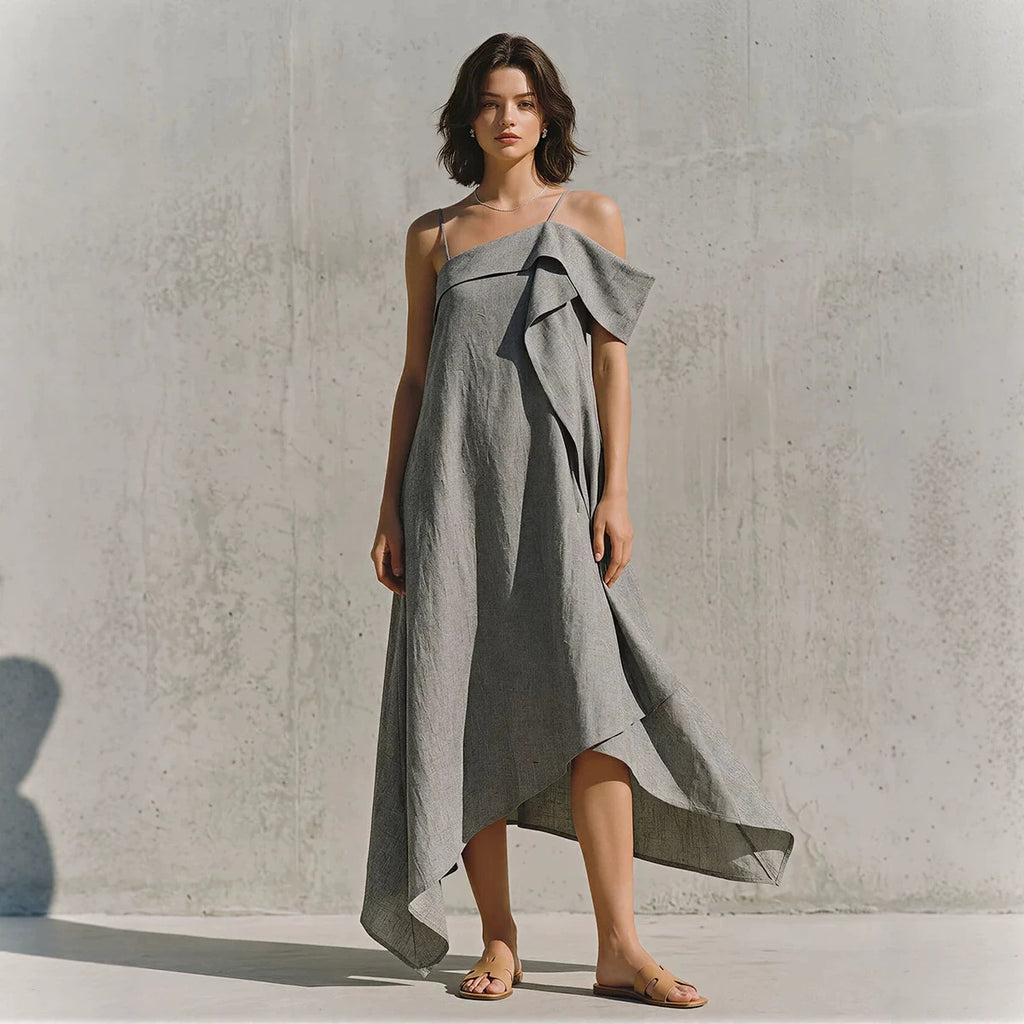 Irregular Hem Asymmetrical Off-shoulder Dress by Ricaloux