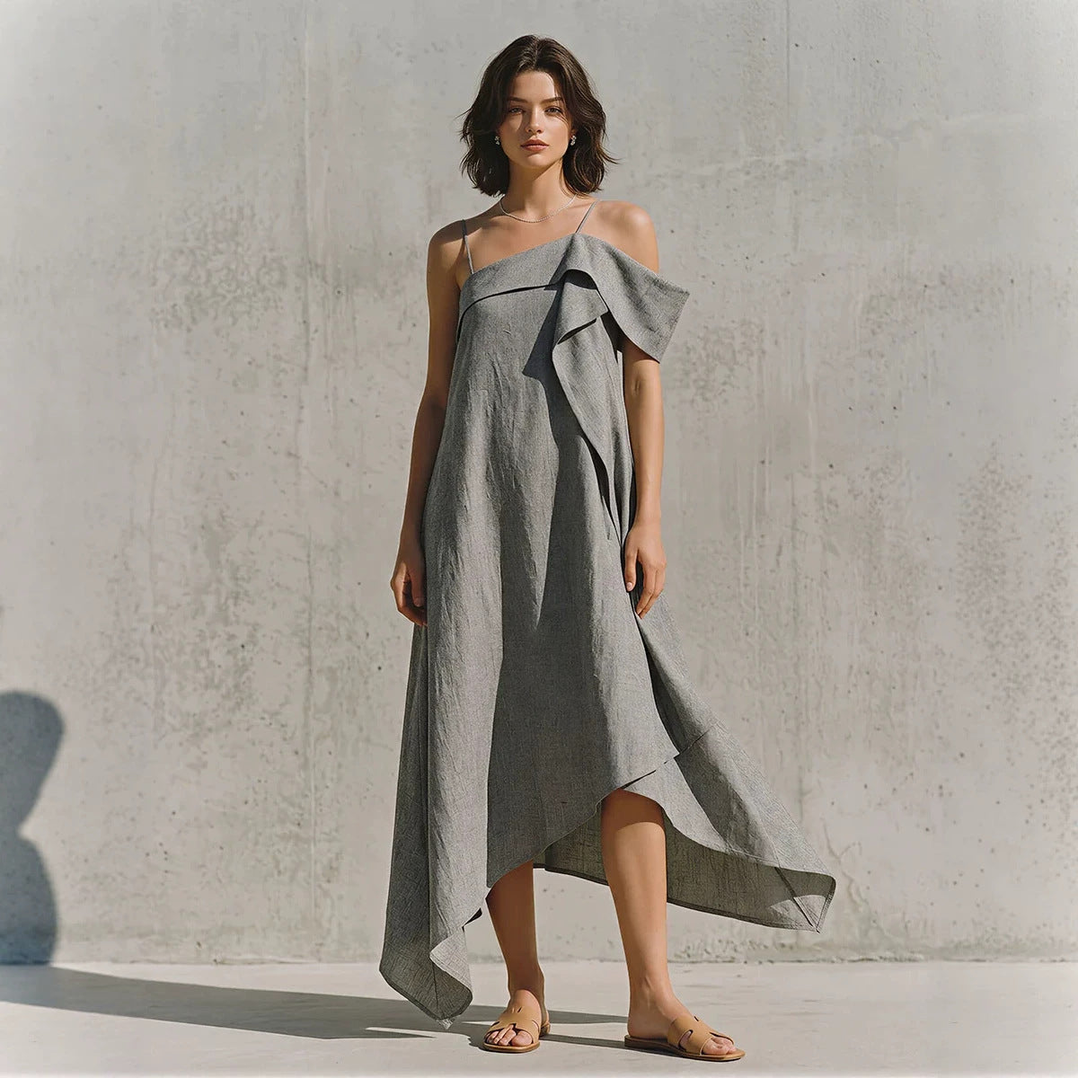 Irregular Hem Asymmetrical Off-shoulder Dress by Ricaloux