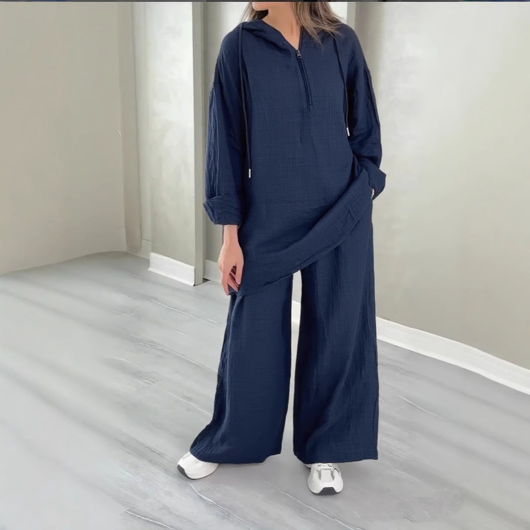 Half-zip Top And Wide-leg Pants Set – Premium 0 | RICALOUX