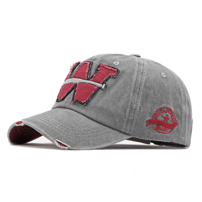 Men's And Women's Universal Large W-letter Embroidered Distressed Baseball Cap With Retro Beveling Design, Trendy Street Style, Versatile For All Occasions. – Premium 4 | RICALOUX