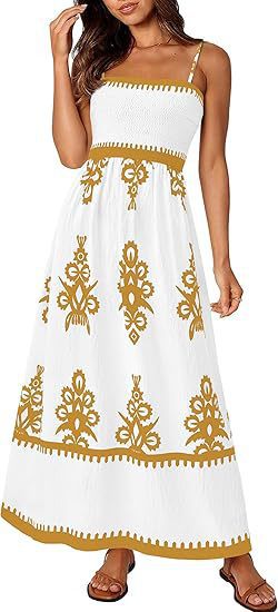Resort-style Beach Dress Printed Bandeau Strap Maxi Dress by Ricaloux