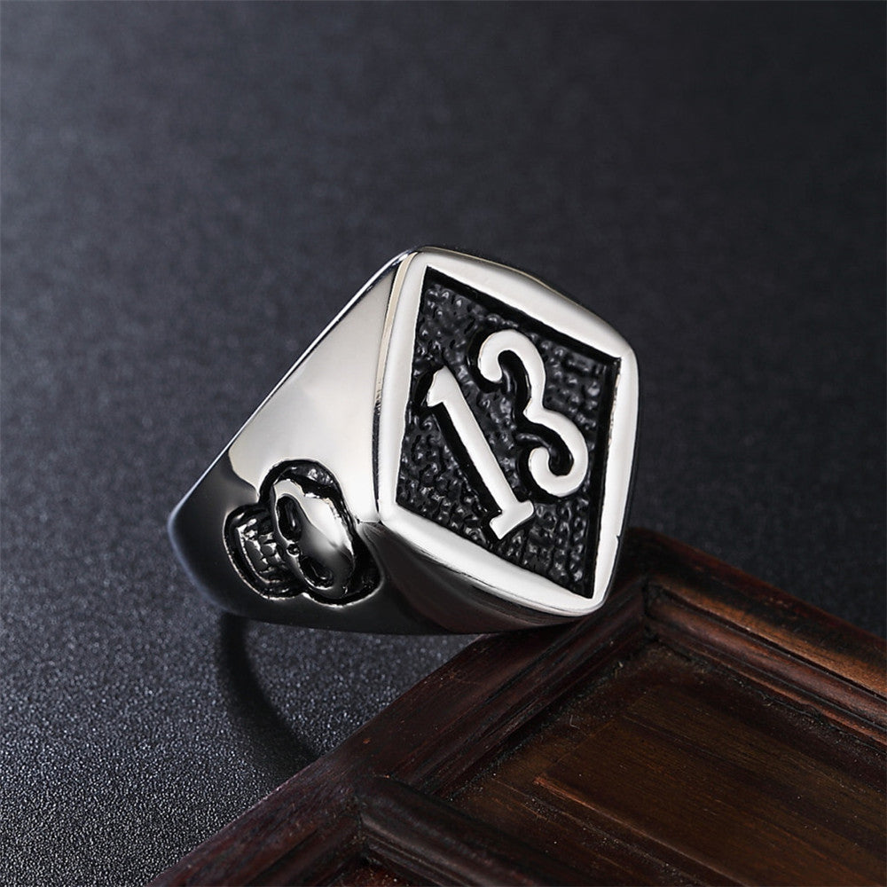 Jewelry Retro Domineering Domineering Ghost Head Men's Titanium Steel Ring by Ricaloux