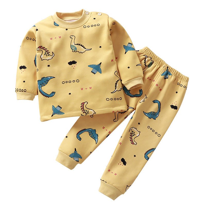 Children's Thermal Underwear Suit Fleece-lined Thickened Boys Girls Autumn Clothing - RICALOUX