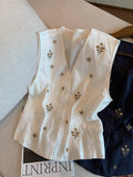 Elegant Relaxed-fit Versatile V-neck Waistcoat Vest – Premium 0 | RICALOUX