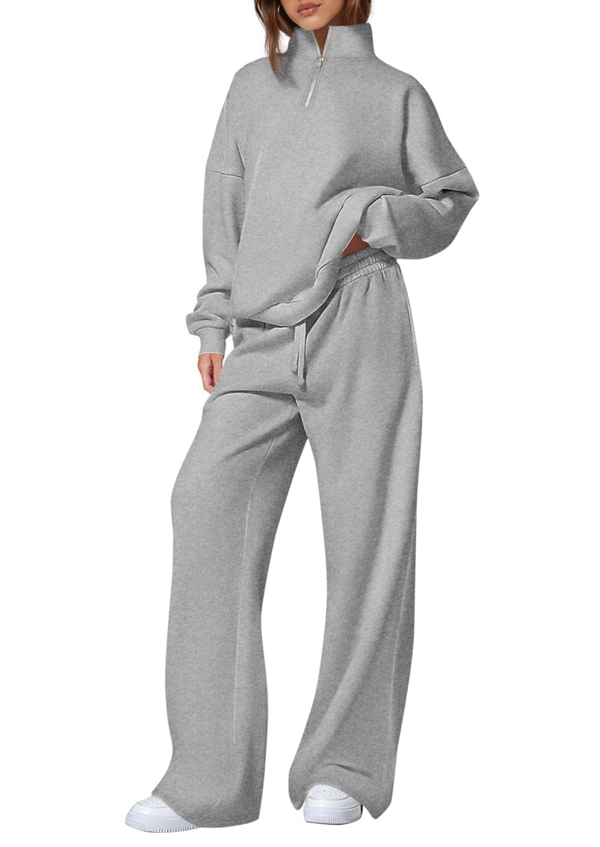 Springautumn Half-zip Sweatshirt And Straight-leg Pants Sportswear Travel Set by Ricaloux