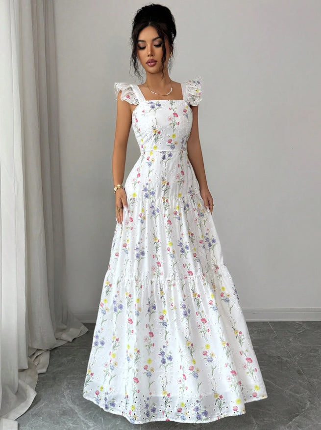Womens Spaghetti-strap Floral French-style Dress by Ricaloux