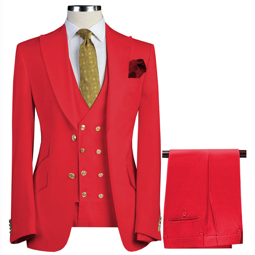Casual And Versatile Mens Suit Vest Three-Piece Set by Ricaloux