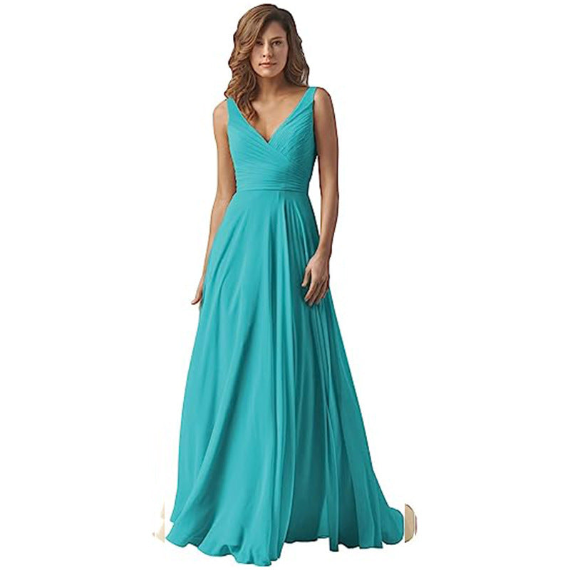 Women's V-neck Slim-fit Chiffon Dress by Ricaloux