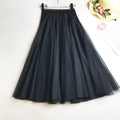 Elastic-waist Mid-length Slim-fit Mesh Skirt Fluffy Skirt Tulle Skirt by Ricaloux