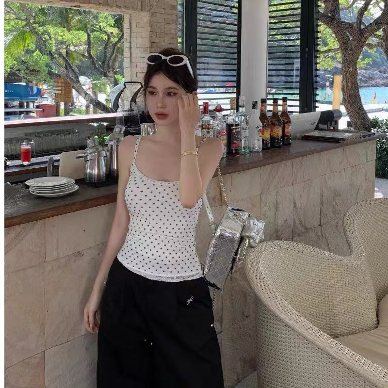 Designer-style Polka-dot Lace Camisole by Ricaloux