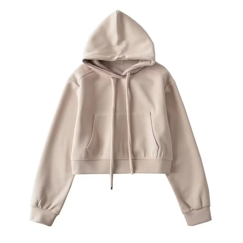 Hooded Cropped Sweatshirt Womens Casual Sports Jacket by Ricaloux