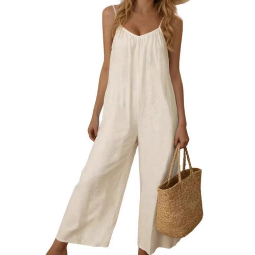 Adjustable-strap Jumpsuit Solid-color With Patch Pockets Loose-fit Overalls – Premium 0 | RICALOUX