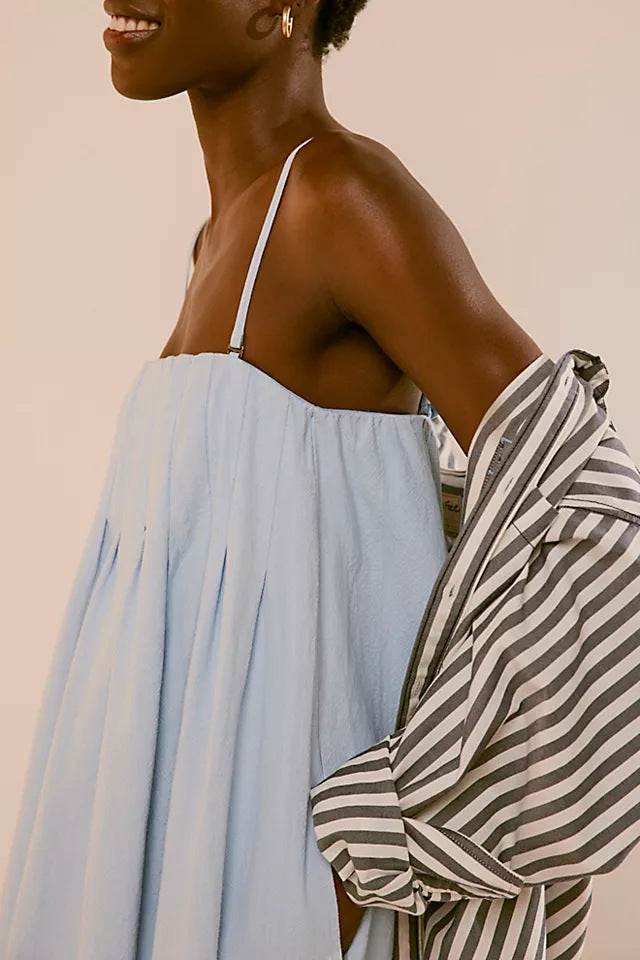 Patchwork Cotton Off-shoulder Strap Maxi Dress – Premium 0 | RICALOUX