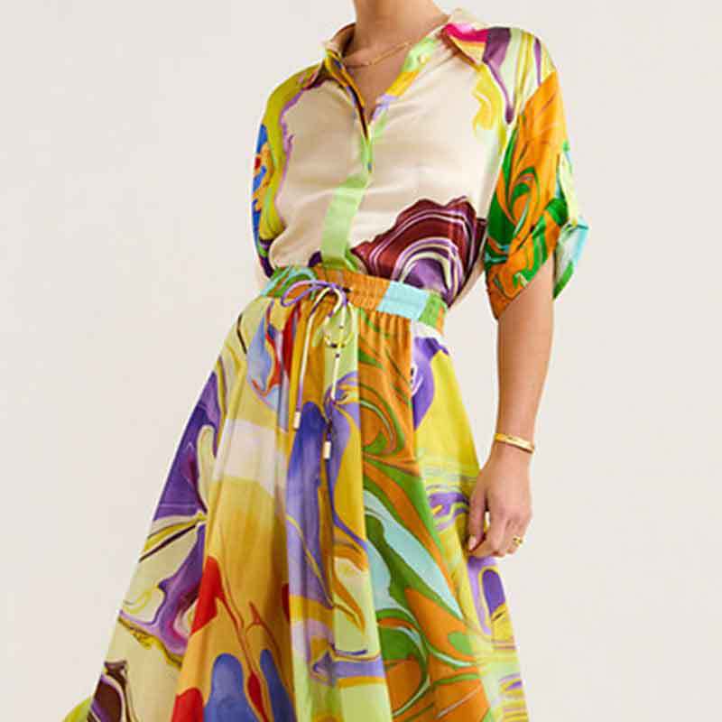 Women's Loose Top Pleated Waist Tight Skirt Suit - RICALOUX