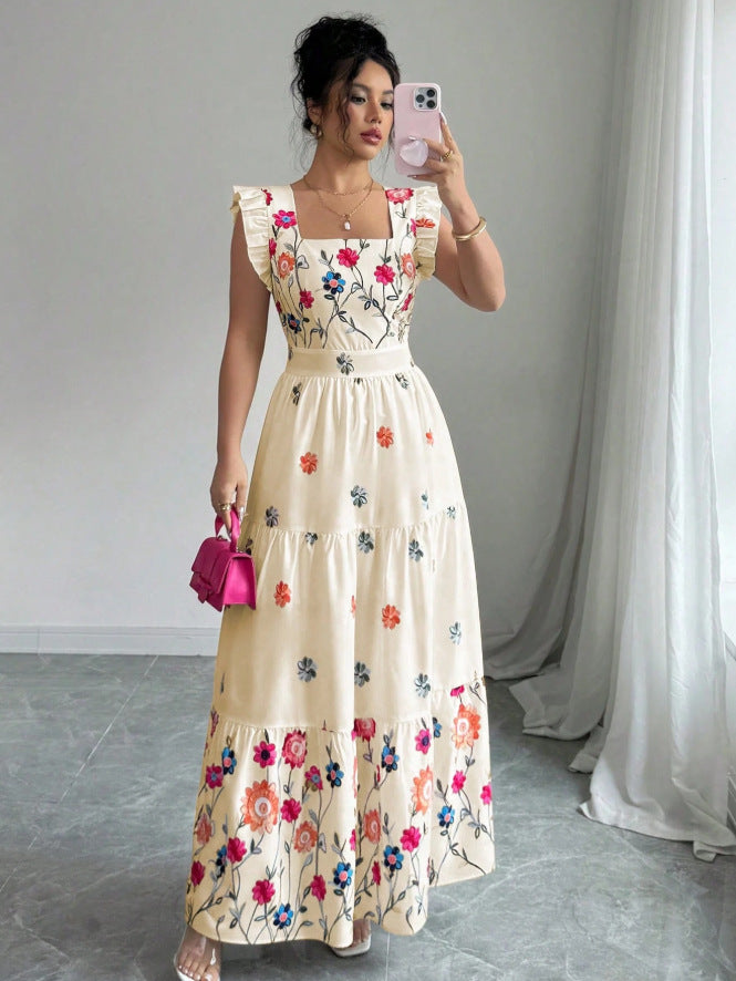 Womens Puff-sleeve Floral-print Waist-cinching Dress – Premium 0 | RICALOUX