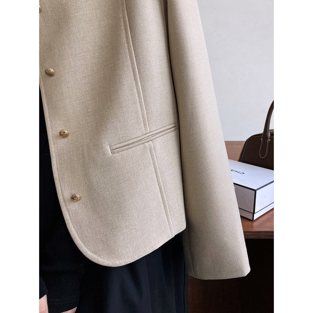 Womens Cropped Autumn Outerwear Elegant High-end Blazer by Ricaloux